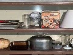 Metal shelf and contents