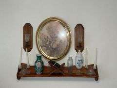 Home décor, shelf, candleholders