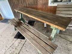 Two-piece folding picnic table