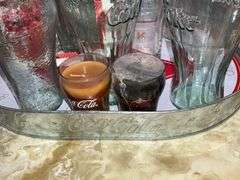 Metal Coca-Cola tray with glasses