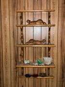 Curio shelf with contents, 33" T x 18" W