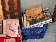 Woodburning tools, books, etc.