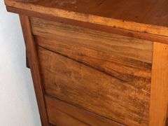 Three-drawer antique dresser with mirror, split in side