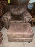 Suede chair and ottoman