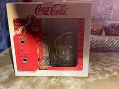 Metal Coca-Cola tray with glasses