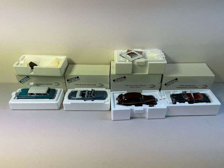 Danbury Mint Die cast cars 1947 Ford Super Deluxe Tudor Sedan, 1950 Studebaker Champion Convertible image