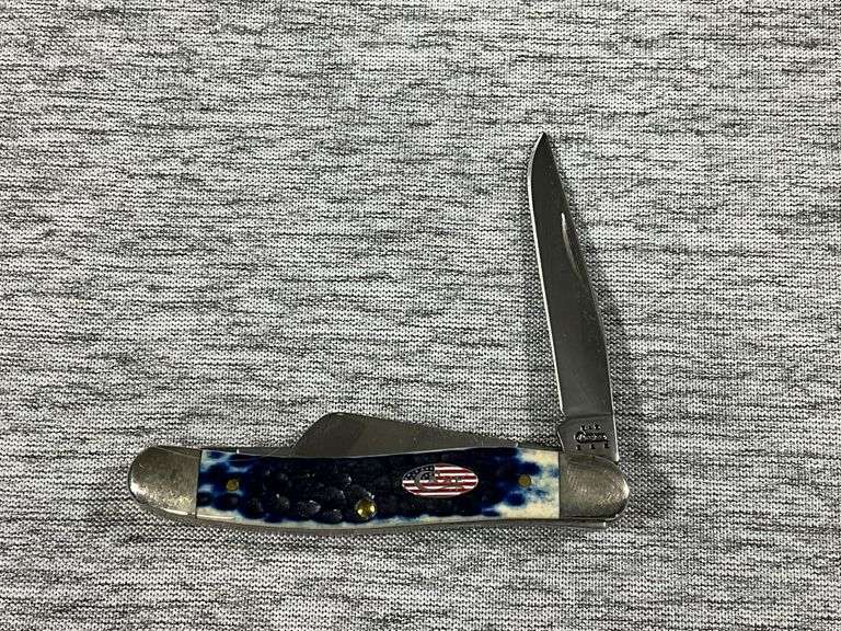 Case XX Stockman blue 3-blade pocket knife with flag insert image