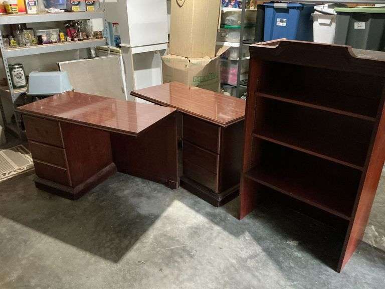 2 desk pedestals and bookcase top, missing hardware image