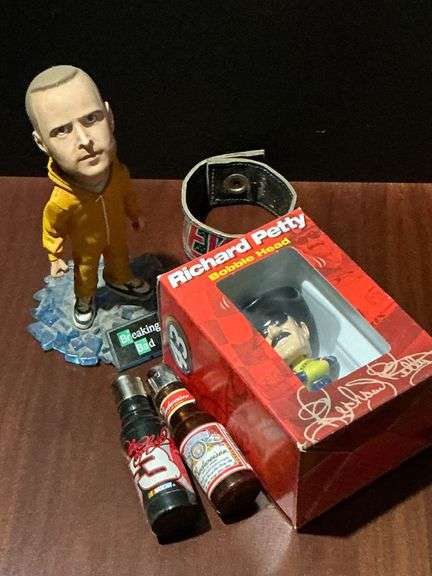 Richard Petty bobble head, Breaking Bad bobble head, Dale Sr. Budweiser lighter image