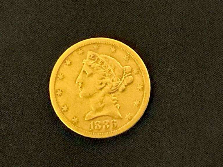 1886 $5 half eagle gold piece image
