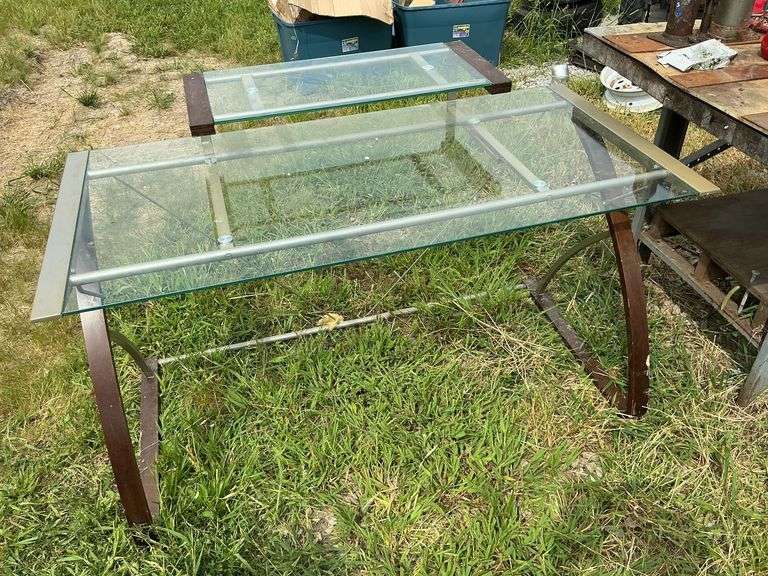 Glass top desk, some damage image