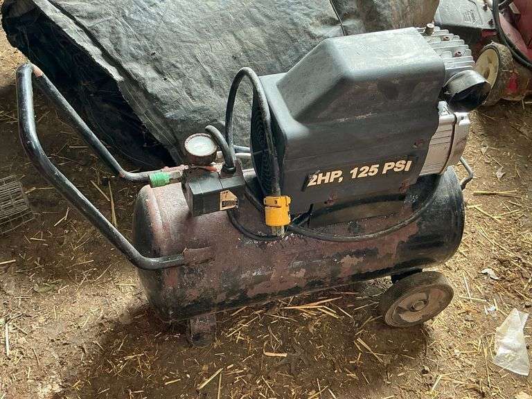 Small air compressor 2 hp, 125 psi, 120V, working condition per seller image