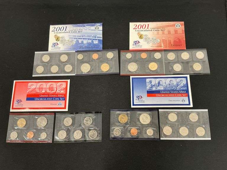 2001 and 2002 Denver and Philadelphia U.S. Mint Uncirculated Coin Sets image