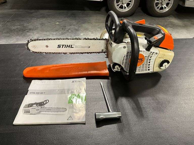 Stihl MS 201 T chainsaw, 14" bar, chainsaw tool, owner's manual image