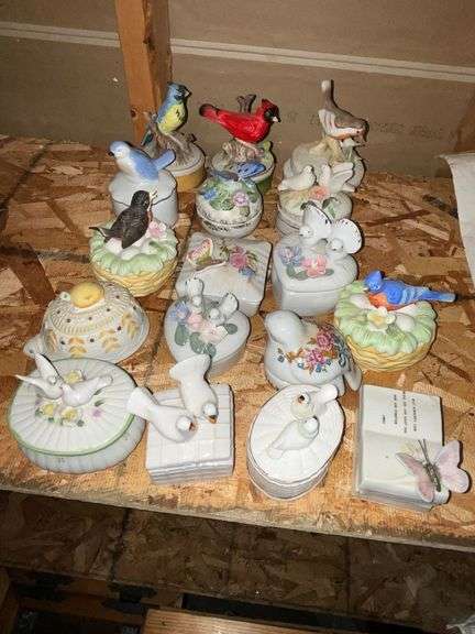 Collection of bird trinket boxes image