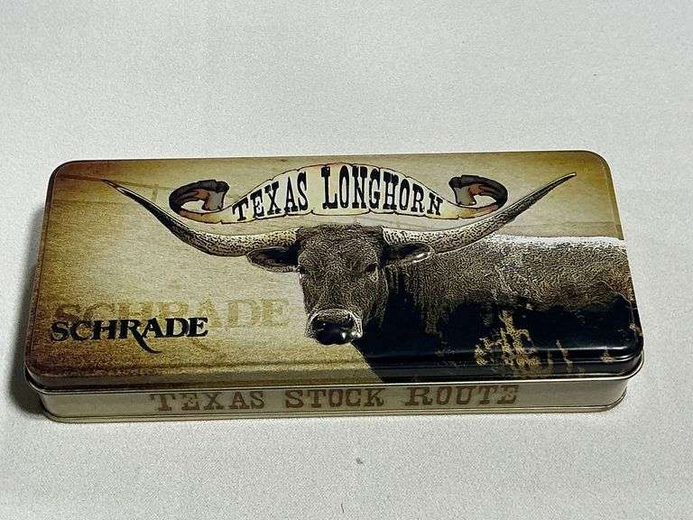 Schrade Old Timer Texas Longhorn 8LH knife in presentation tin image