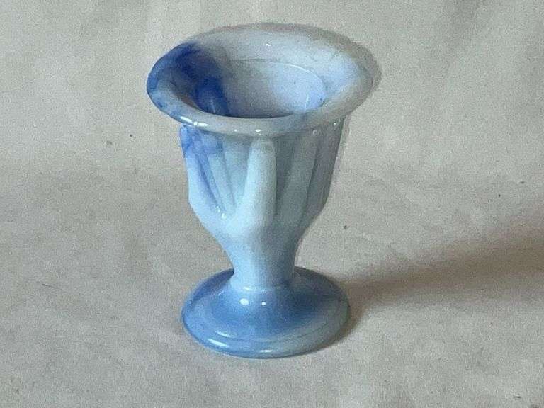 Flying Crow slag glass hand vase, 366, small chip on rim image