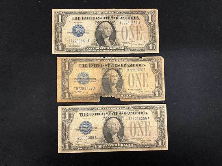 (3) 1928A Series Silver certificates Monopoly back image