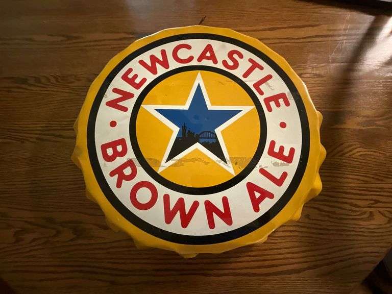 New Castle Brown Ale metal bottle cap sign image