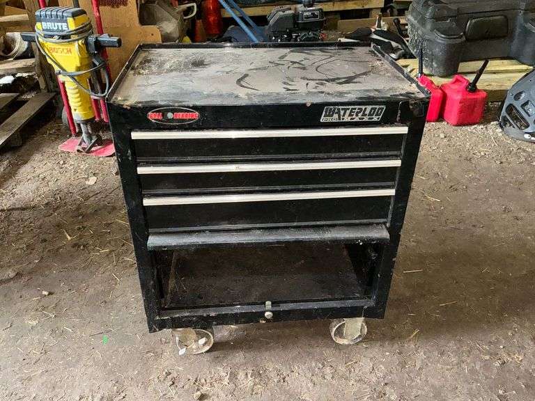 Waterloo rolling tool cabinet, 3-drawers and cabinet storage on casters image