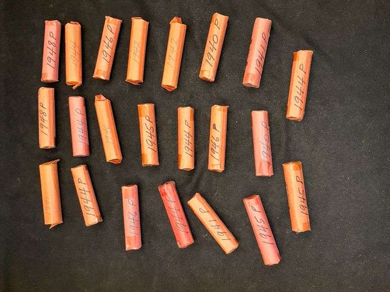 22 rolls of hand rolled wheat pennies image