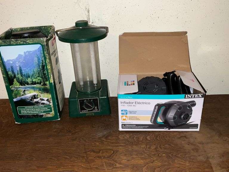 Intex air pump, Coleman rechargeable lantern image