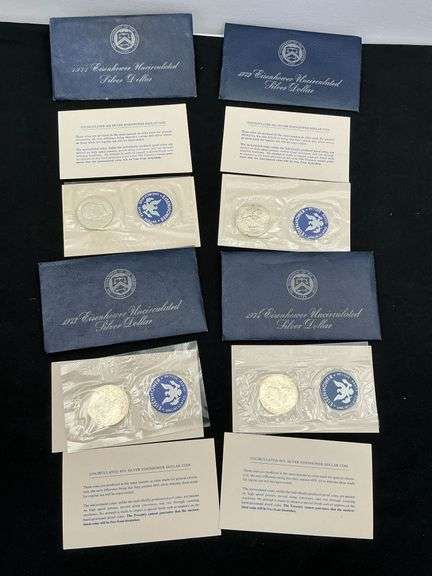 Eisenhower uncirculated silver dollars, 1971, 1972, 1973, 1974 image