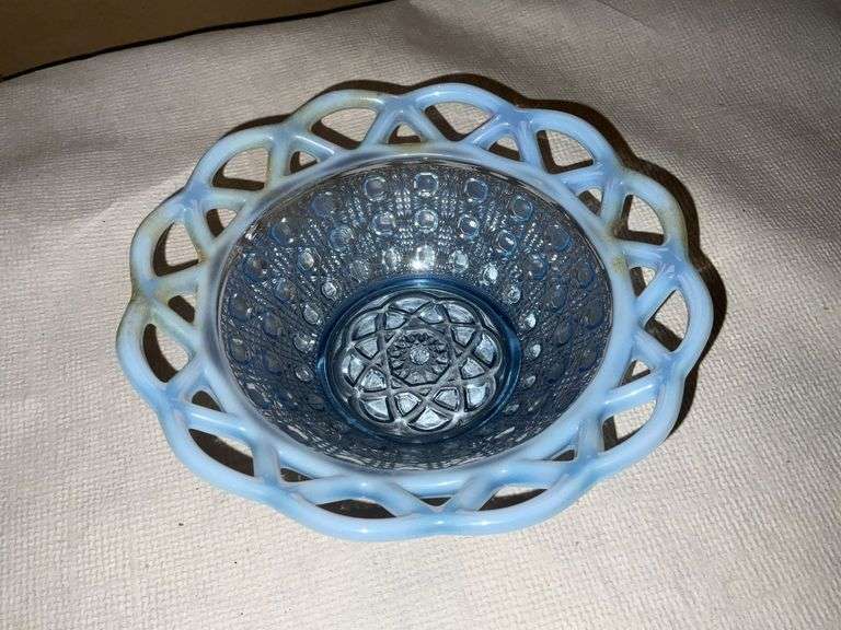 Blue open lace edge bowl image