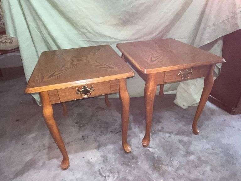 2 end tables, faux drawers image