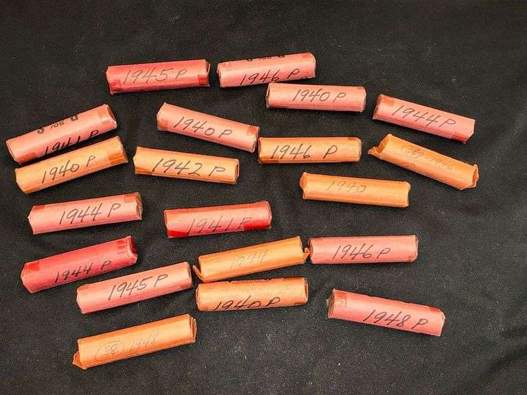 20 rolls of hand rolled wheat pennies image