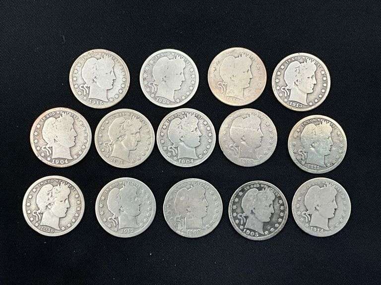 14 Barber silver quarters image