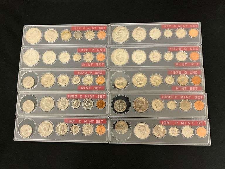 Assorted coin sets in plastic holders image