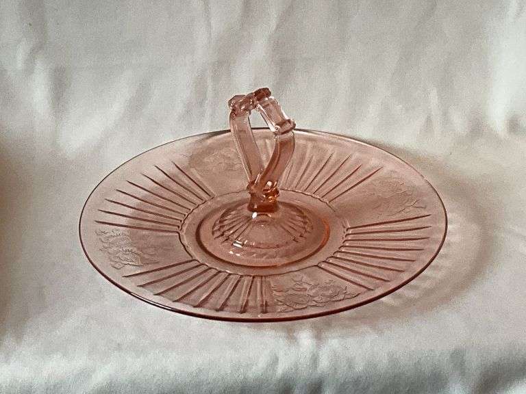 Pink Depression Glass tidbit tray image