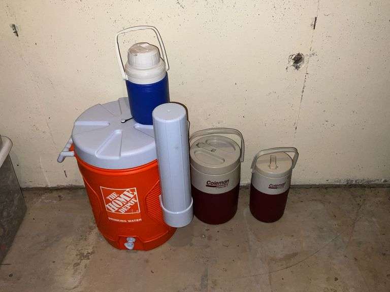 Coleman and Rubbermaid water coolers image