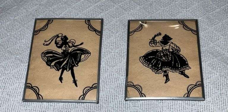 Pair of gypsy dancers, bubble glass reverse painting image
