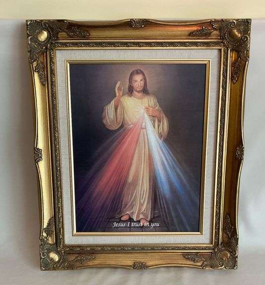 "Jesus I Trust In You" print in ornate frame image