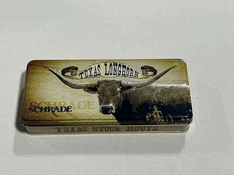 Schrade Old Timer Texas Longhorn 34LH knife in presentation tin image