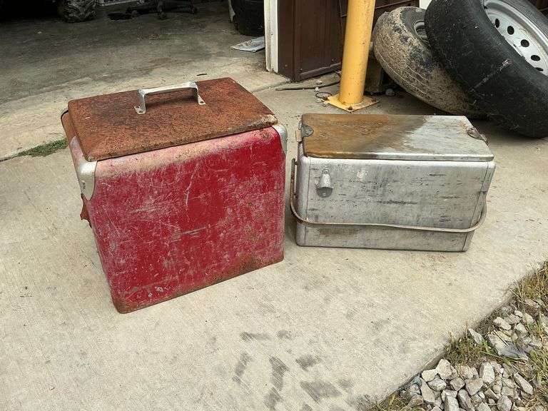 2 vintage metal coolers, both good projects image