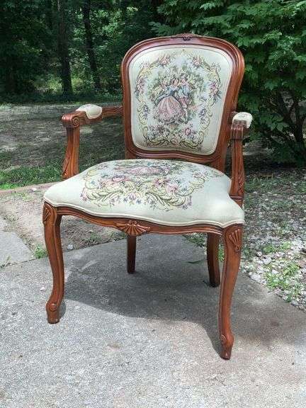 Upholstered Queen Anne style arm chair image