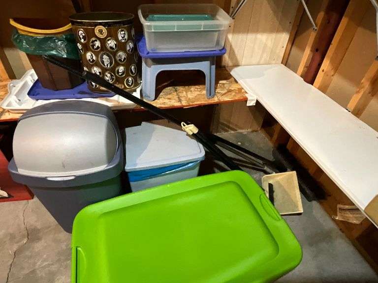 Trash cans, totes, brooms, etc. image