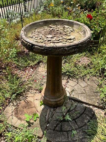 Concrete bird bath with pavers image