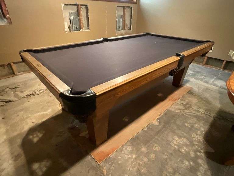 Olhausen pool table, 3-piece slate & black speed felt top image