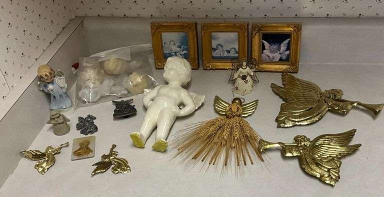 Metal angel plaques, cherubs, framed prints, etc. image