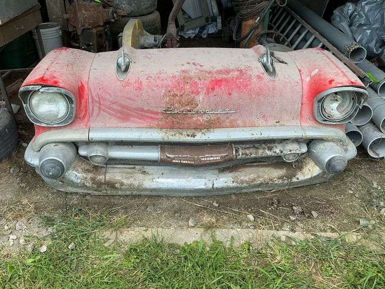 1957 Chevrolet front end, brackets have been added to the back to be hung on the wall image