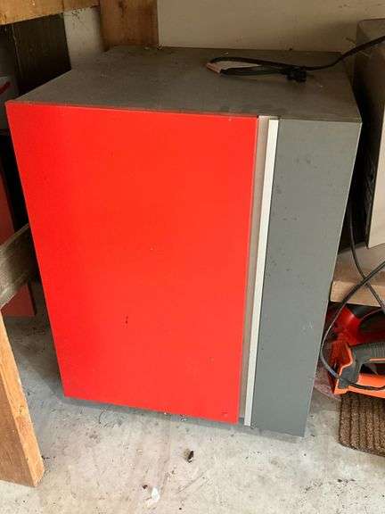 Small metal cabinet and contents, 20" W x 21" D x 26" T image