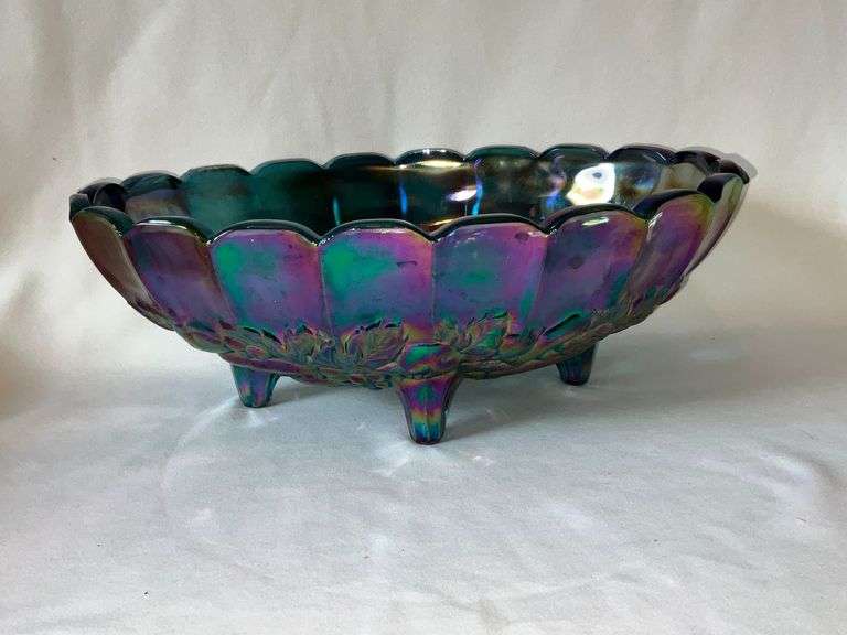 Carnival Glass footed fruit bowl image