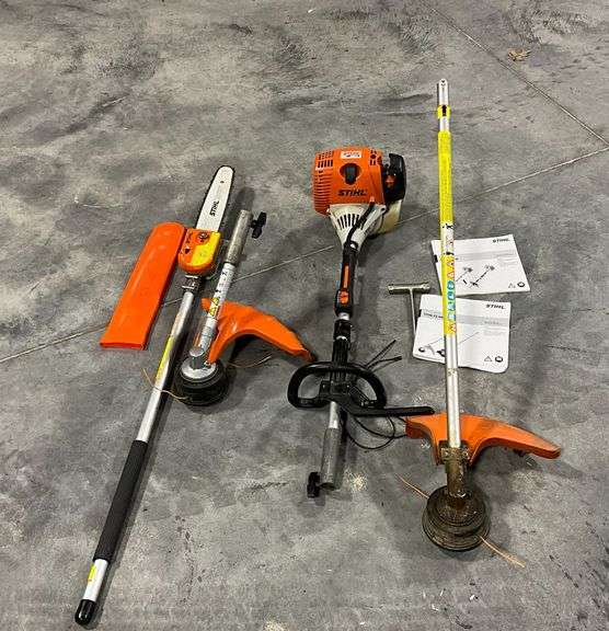 Stihl powerhead KM90R, 2 weed cutter heads and chainsaw head image