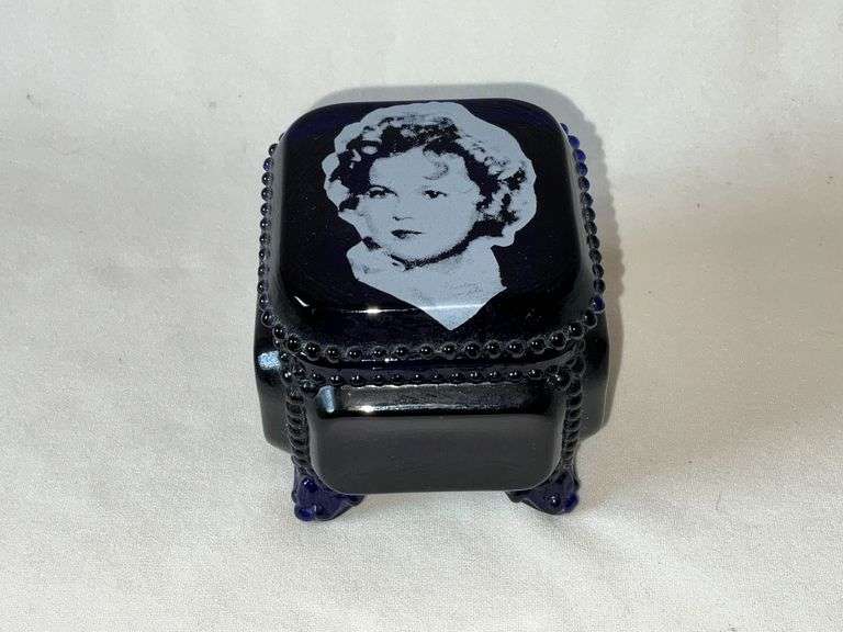 Westmoreland cobalt Shirley Temple dresser box image