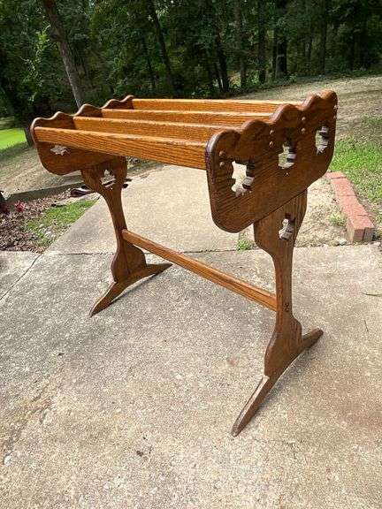 Wood standing quilt rack image