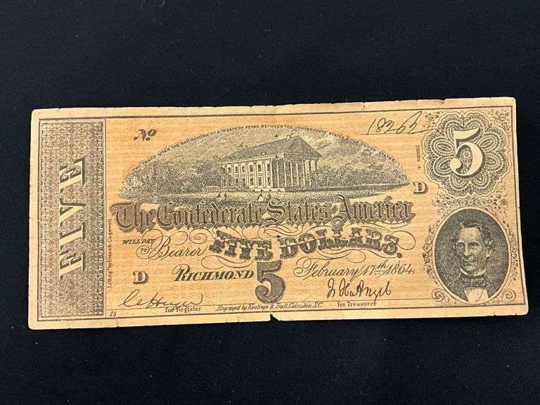 $5 facsimile Confederate bill image